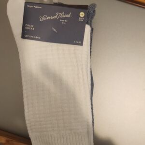 Universal Thread Men's Cotton Blend Crew Socks - White and Navy